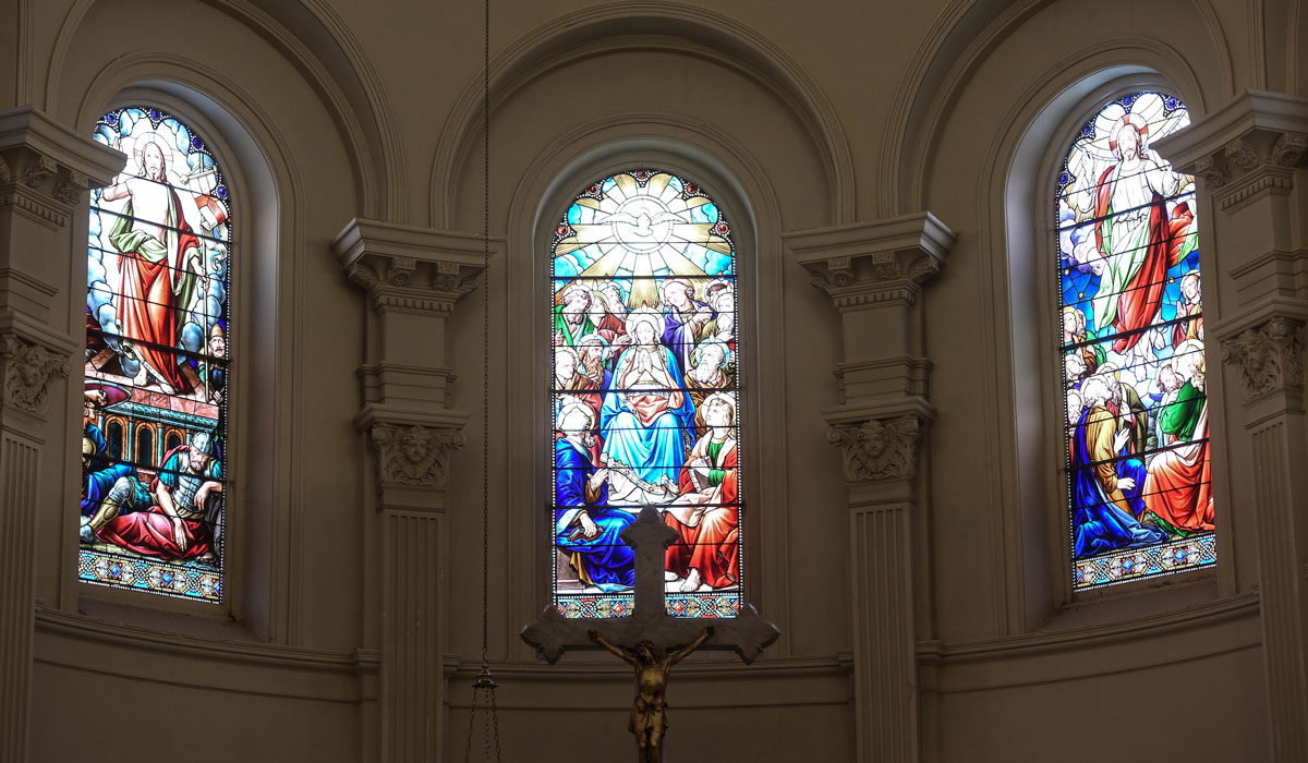 Stained glass windows in Caldwell Chapel