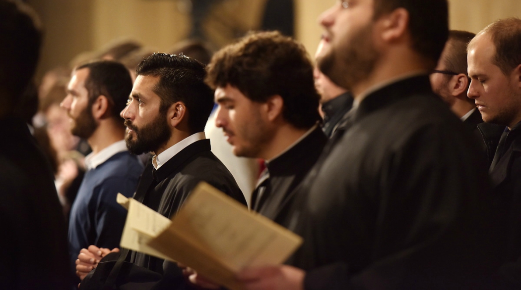 Students at the annual Mass of St. Thomas Aquinas